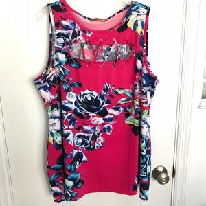 Belldini Plus 1X Pink / Floral women’s Blouse.